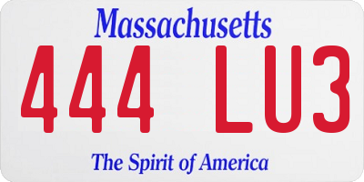 MA license plate 444LU3