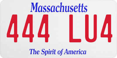 MA license plate 444LU4