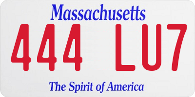 MA license plate 444LU7