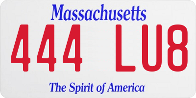MA license plate 444LU8