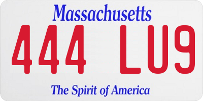 MA license plate 444LU9