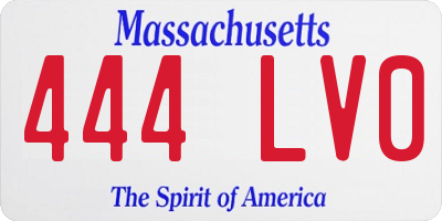 MA license plate 444LV0