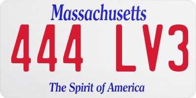 MA license plate 444LV3