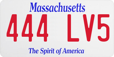 MA license plate 444LV5