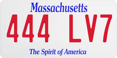 MA license plate 444LV7