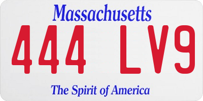 MA license plate 444LV9