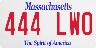 MA license plate 444LW0