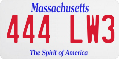 MA license plate 444LW3