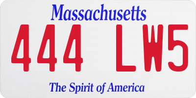 MA license plate 444LW5