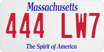 MA license plate 444LW7