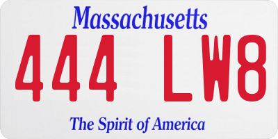 MA license plate 444LW8
