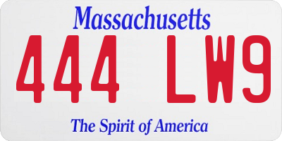MA license plate 444LW9