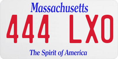 MA license plate 444LX0