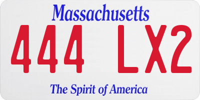 MA license plate 444LX2