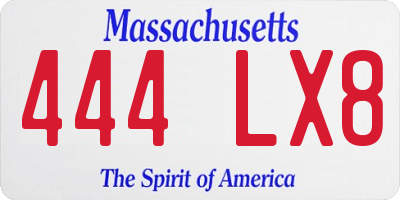MA license plate 444LX8