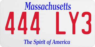 MA license plate 444LY3