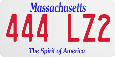 MA license plate 444LZ2