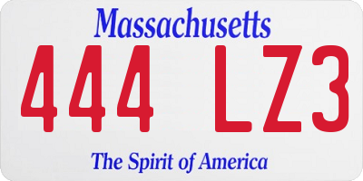 MA license plate 444LZ3