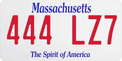 MA license plate 444LZ7