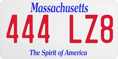 MA license plate 444LZ8