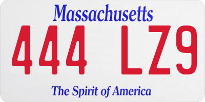 MA license plate 444LZ9