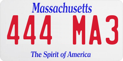 MA license plate 444MA3