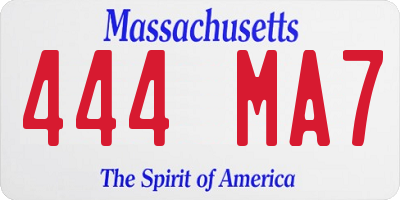 MA license plate 444MA7