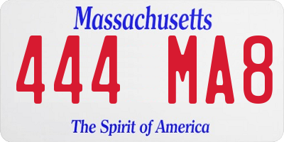MA license plate 444MA8
