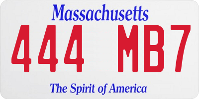 MA license plate 444MB7
