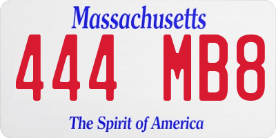 MA license plate 444MB8
