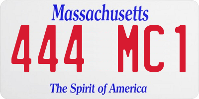 MA license plate 444MC1