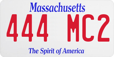 MA license plate 444MC2