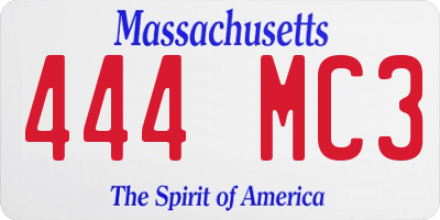 MA license plate 444MC3