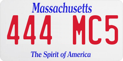 MA license plate 444MC5