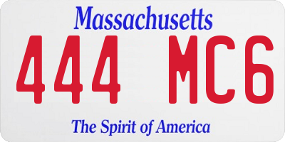 MA license plate 444MC6