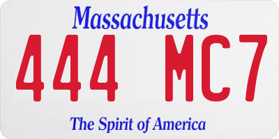 MA license plate 444MC7