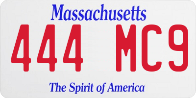 MA license plate 444MC9