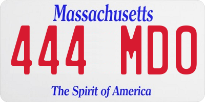 MA license plate 444MD0