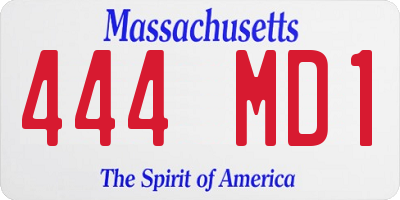 MA license plate 444MD1