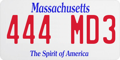 MA license plate 444MD3