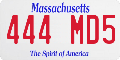 MA license plate 444MD5