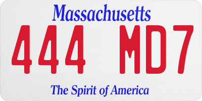 MA license plate 444MD7