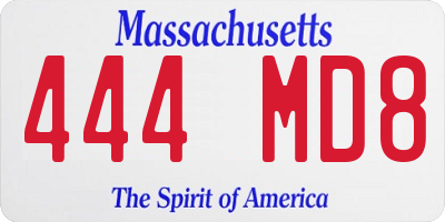 MA license plate 444MD8