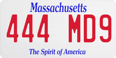MA license plate 444MD9