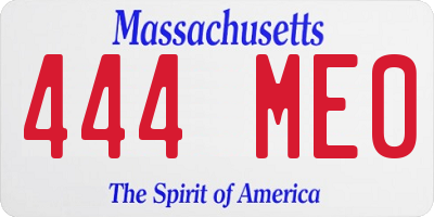 MA license plate 444ME0