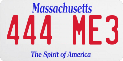 MA license plate 444ME3