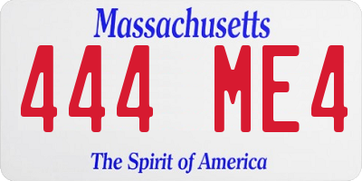 MA license plate 444ME4