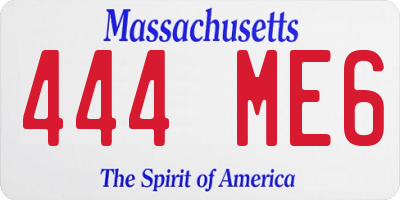 MA license plate 444ME6