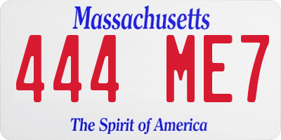 MA license plate 444ME7