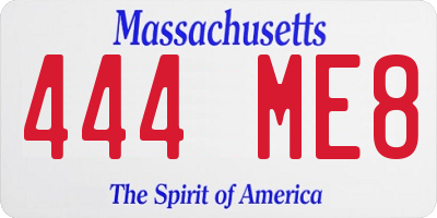 MA license plate 444ME8